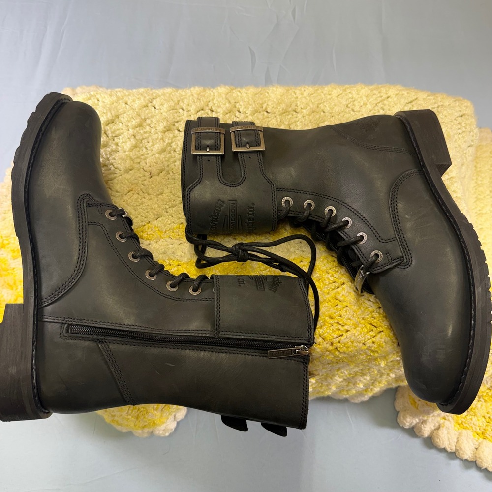 Harley-Davidson Hagerman Mens Black Leather Motorcycle Boots D93873 Size 11.5 M - Picture 10 of 16